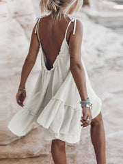 Schlichtes Neckholder-ärmelloses Damen-Midikleid mit Urlaubskleid