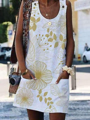 Vestidos rectos de moda para mujer sin mangas estampados