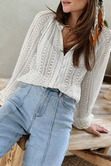 Campfire Cozy Crochet Lace Long Sleeve Top