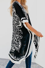 Kimono con estampado bohemio de olas de calor