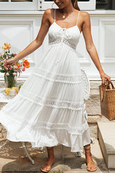 Vestido largo sin mangas de encaje blanco de Making Moves