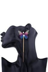 Pendientes elegantes de mariposa con diamantes de imitación