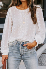 Easily Loved Polka Dot Lace Up Top