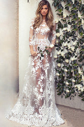 Durchsichtiges Maxikleid aus Spitze