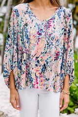 Speak Your Love Print Balloon Sleeve Top