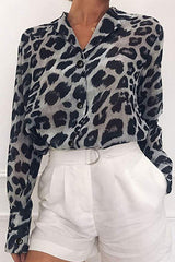 Everlee Leopard Print Long Sleeve Shirt