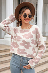 Suéter de punto con flores "Abre tu corazón"