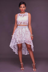 High&Low-Anzug mit Spitzenmuster