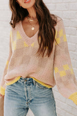 Suéter de punto con cuello en V no podría ser mejor