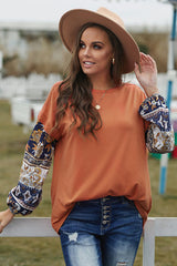 Sway My Way Langärmliges Oberteil mit Boho-Print