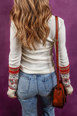 Top de punto de manga larga con estampado blanco "No podría ser mejor"