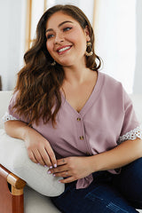 Bring the Heat Pink Lace Sleeve Oversized Top