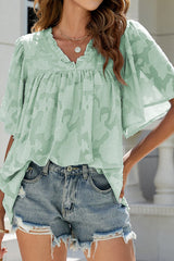 A Chance For Love Floral Jacquard Short Sleeve Top