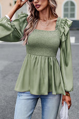 Into Your Heart Ruffled Smocked Long Sleeve Top