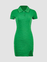Ruched Polo Neck Mini Dress
