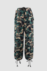 Pantalones cargo de camuflaje de cintura alta