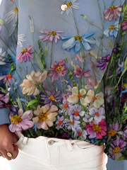 Camisas y tops de manga larga con estampados florales de talla grande