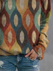 Photo Color Long Sleeve Cotton Shift Shirts & Tops