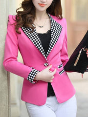 Blazer de un solo botón con solapa con muesca a cuadros