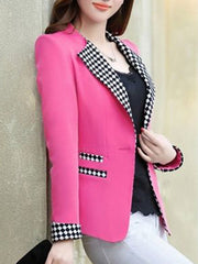 Blazer de un solo botón con solapa con muesca a cuadros