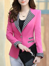 Plaid Notch Lapel Single Button Blazer