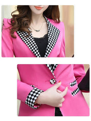 Blazer de un solo botón con solapa con muesca a cuadros