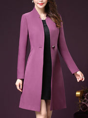 Gabardina larga lisa con un solo botón y bolsillo