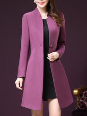 Gabardina larga lisa con un solo botón y bolsillo