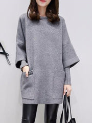 Vestido recto de dos piezas con bolsillo de parche liso