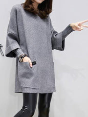 Vestido recto de dos piezas con bolsillo de parche liso