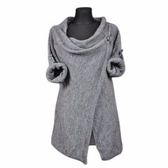 Poncho Cotton Irregular Single Button Autumn Loose Knitted Cardigans