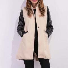 PU-Lederärmel Wolljacke Mantel Oberbekleidung