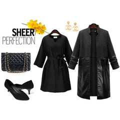 PU Leather Woolen Coat Stitching Outwear
