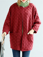 Gabardina de lunares lisa con bolsillo de parche extragrande