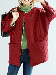 Gabardina de lunares lisa con bolsillo de parche extragrande