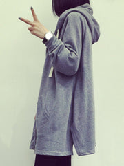 Aufgesetzte Taschen mit Reißverschlüssen, schlichte Langarm-Kapuzenpullover