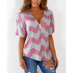 Persönlichkeits-T-Shirt mit V-Ausschnitt und Reißverschluss