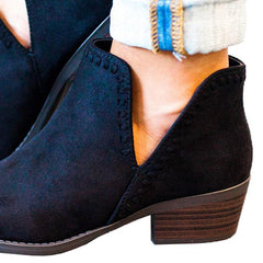 Botines de exterior lisos de terciopelo con punta en punta y tacón bajo