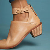 Plain Chunky High Heeled Point Toe Outdoor High Heels Boots