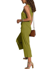 Monos lisos de nueve puntos sin mangas y cuello redondo