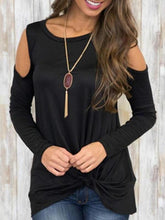 Offene Schultern Asymmetrischer Saum Schlichte T-Shirts