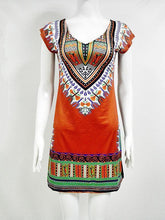 Oranges Bohemia Minikleid mit Flügelärmeln und V-Ausschnitt