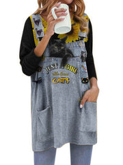 Niedliche T-Shirts mit V-Ausschnitt und Katzen-Print für Damen