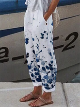 Pantalones casuales con estampado floral de talla grande