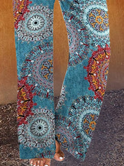 Paisley-Shift-Hose aus bedruckter Baumwollmischung im Boho-Stil in Blau