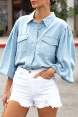 Top de mezclilla con mangas abullonadas Feel This Way