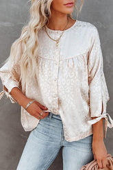 Lovely New Day Print Babydoll Button Up Top