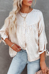 Lovely New Day Print Babydoll Button Up Top