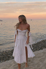 Feel The Sun Print High-Slit Midi Dress