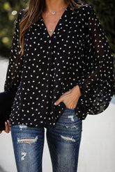 Comfy Cozy Dotted Printed Long Sleeve Top